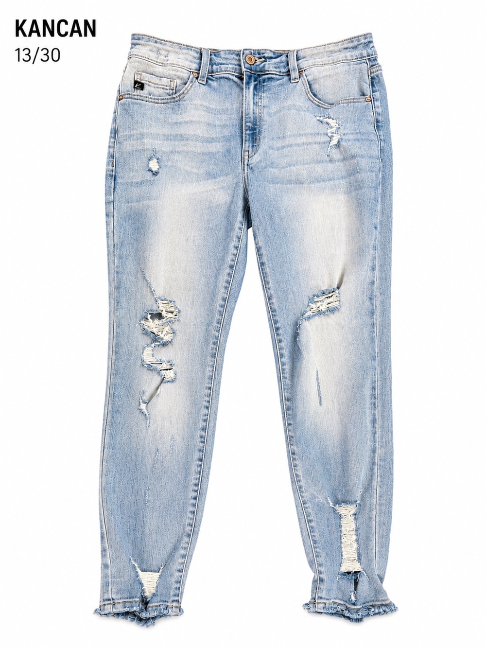 KanCan |Size 13/30 |Distressed |Light Wash Jeans |Frayed Hem